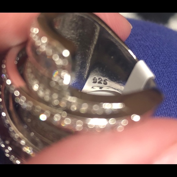 NWT 6.4 Carat Sterling Silver Simulated Diamond Wide Band Wrap Ring - Picture 12 of 13